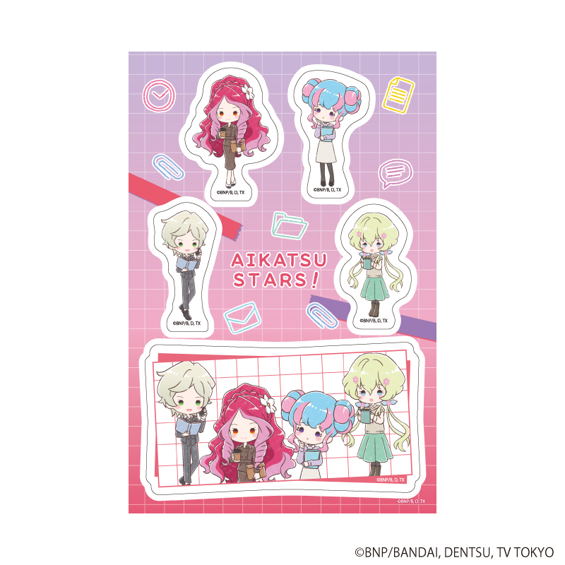 PETANTシール「アイカツスターズ！」11/エルザ＆きらら＆レイ＆アリア オフィスガールver.(グラフアートイラスト)