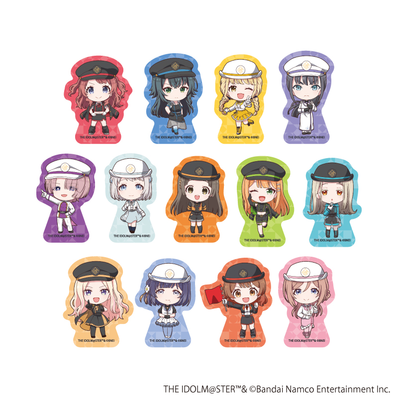 フレークシール(13種セット)「学園アイドルマスター」01/集合デザイン 駅員風衣装ver.(ミニキャライラスト)
