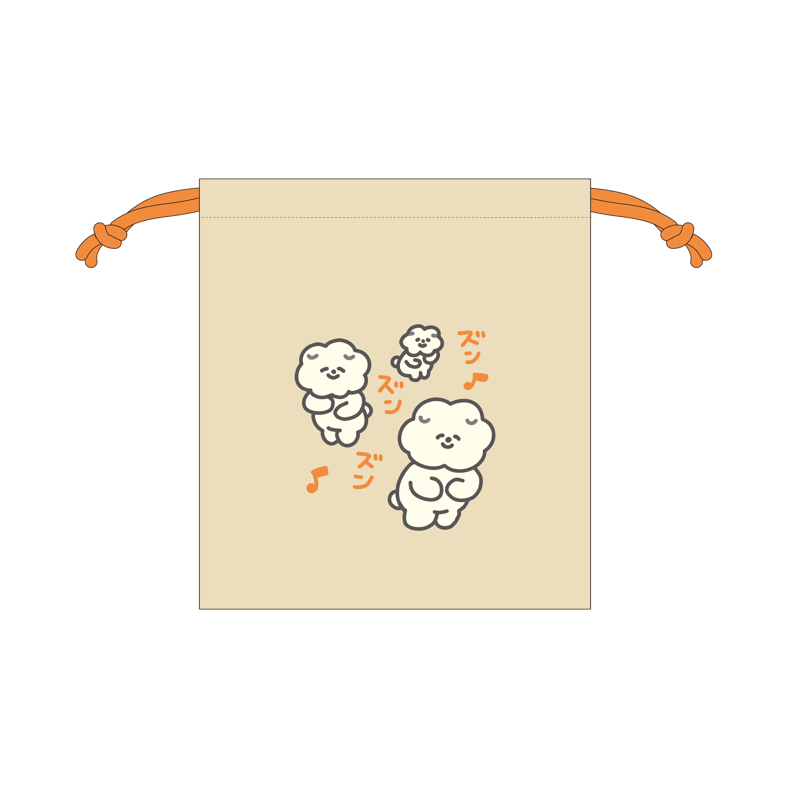 もっさりもさお　サガラ刺繍巾着