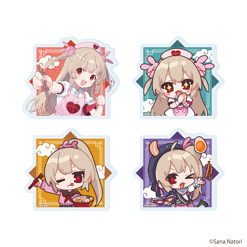 アクリルプレートバッジ「名取さな×東京ラーメンストリート -おかわり！めちゃうまラーメン探求道2（ツー）-」01/コンプリートセット(全4種)(描き下ろしイラスト)
