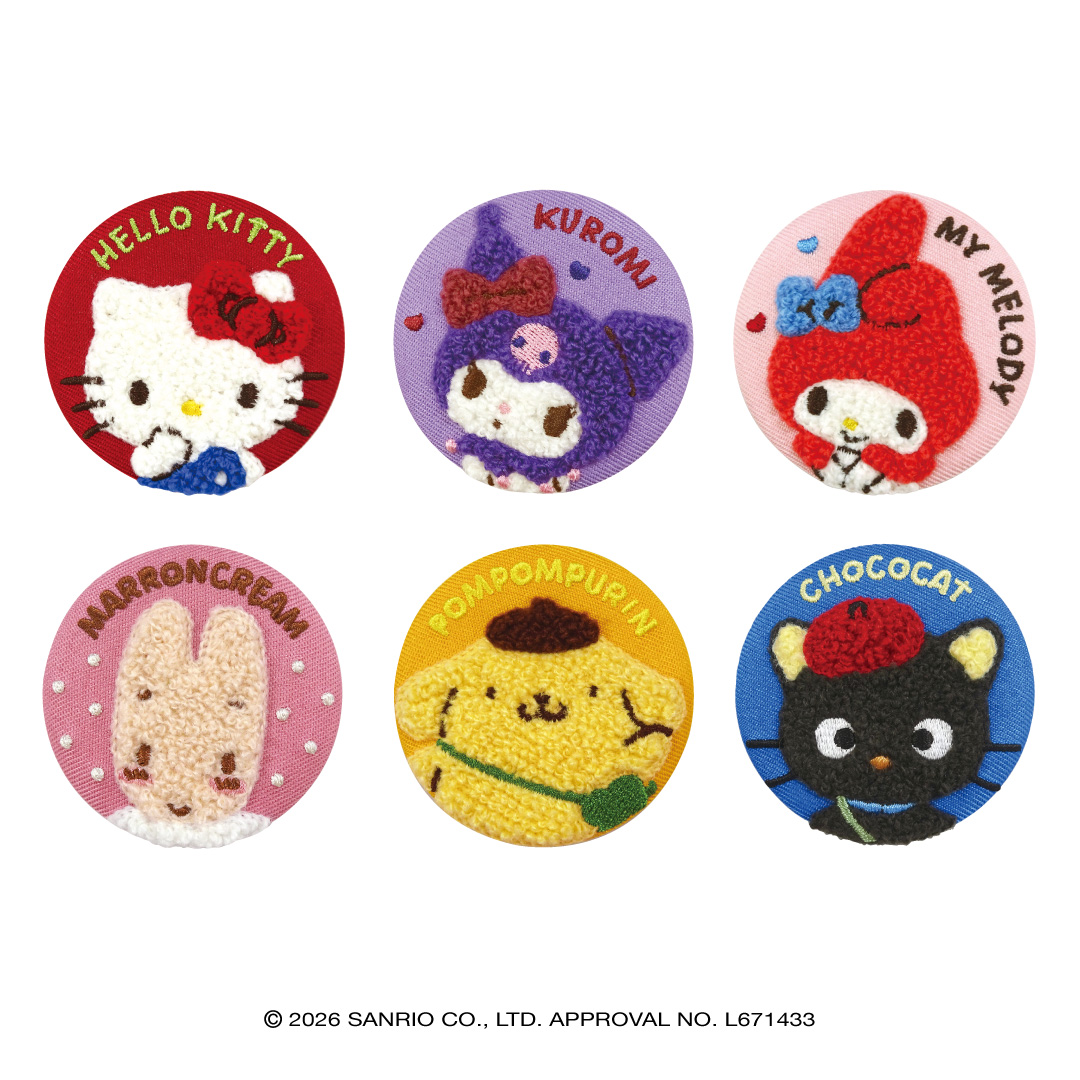 サンリオキャラクターズ(お出かけもこもこスタイル)　もこもこ缶バッジ　セット