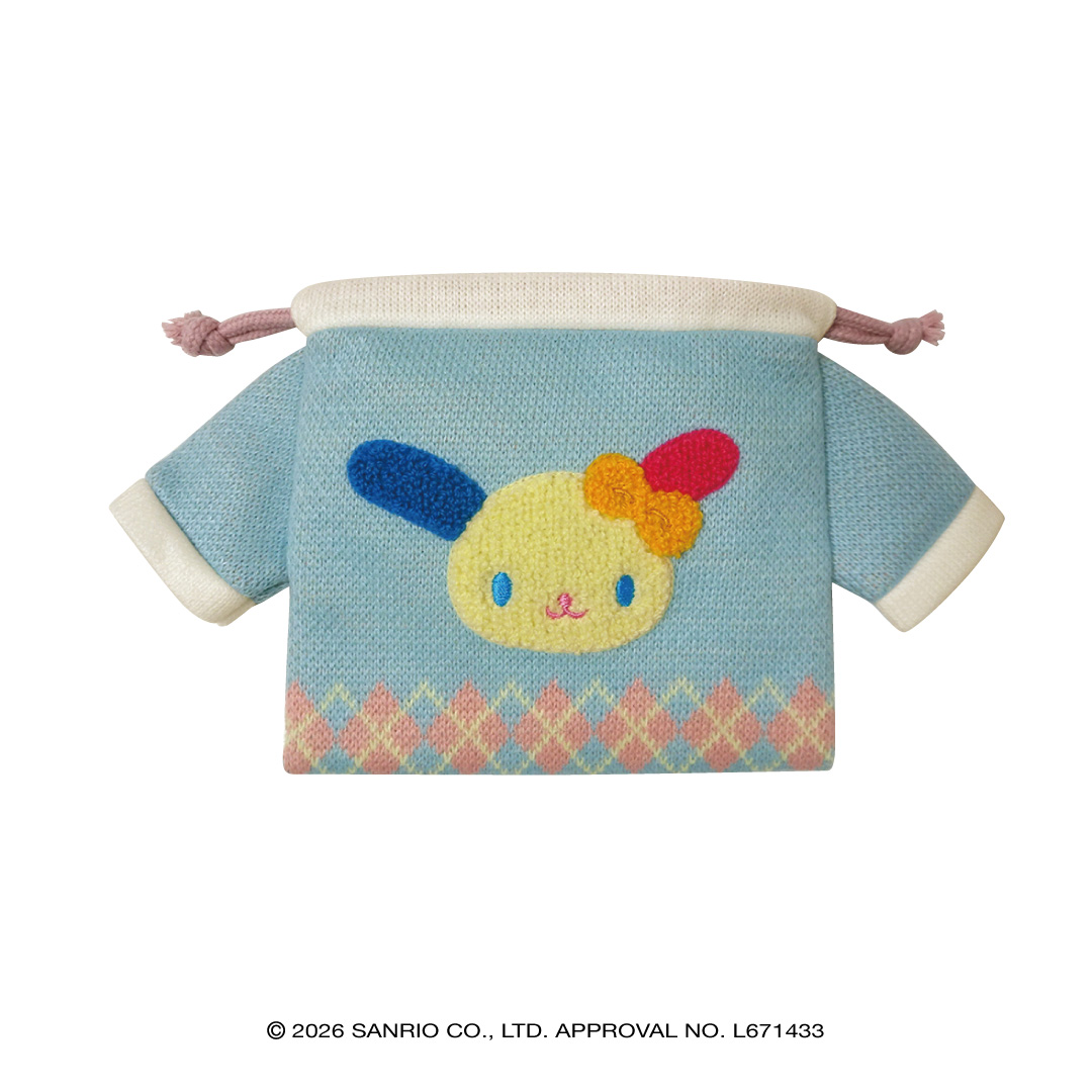 サンリオキャラクターズ(お出かけもこもこスタイル) セーター風巾着 ウサハナ