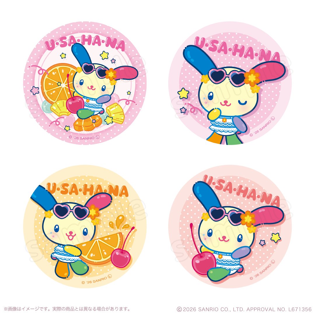 ウサハナ ポッピンフルーツ トレーディングホログラム缶バッジ(全４種)