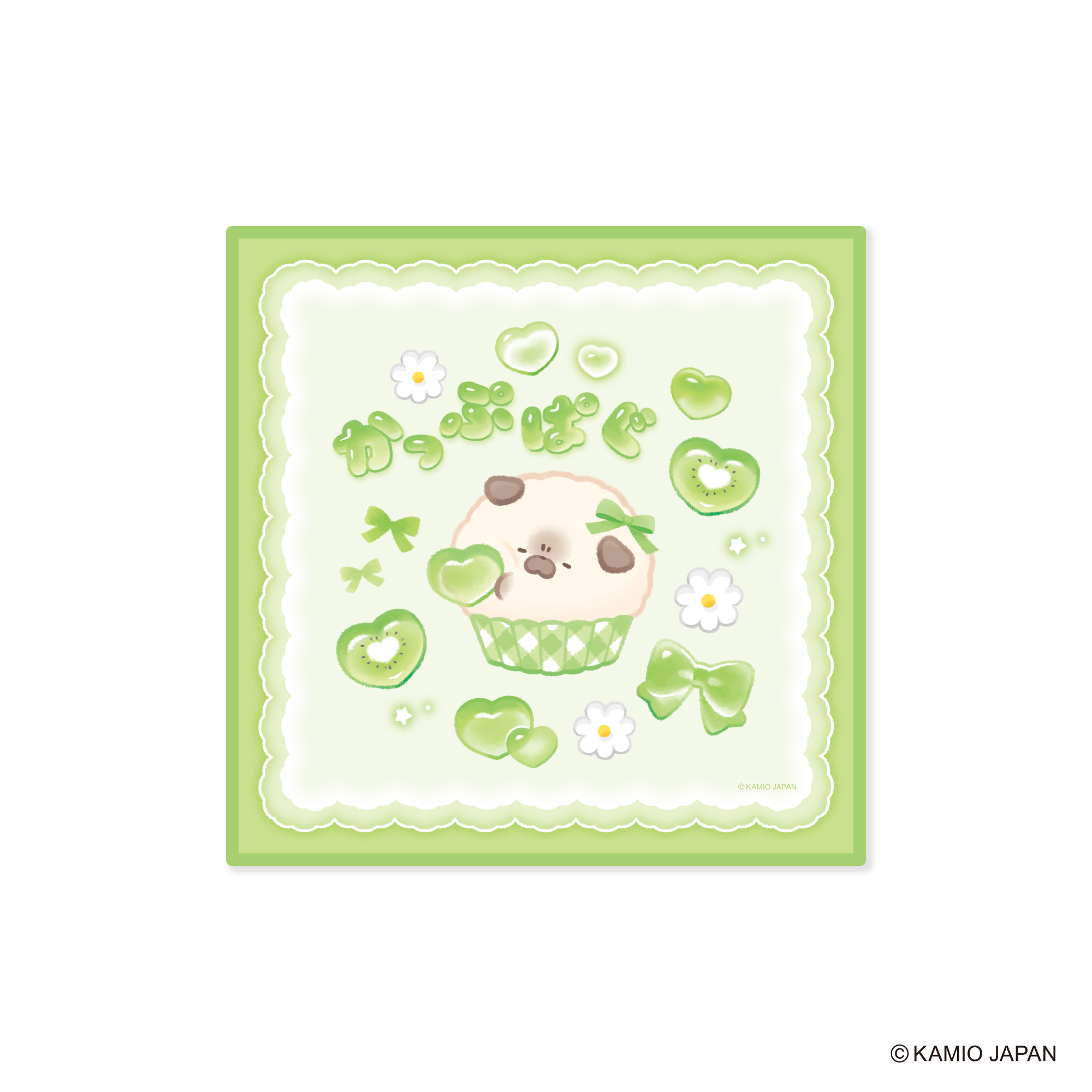 Eastken Heartful × Fruits Towel Handkerchief (Cup Pug)